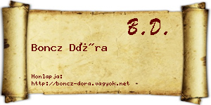 Boncz Dóra névjegykártya