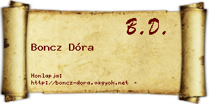 Boncz Dóra névjegykártya